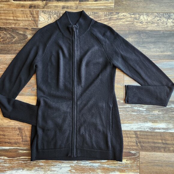 Lululemon Time To Thrive Merino Wool Zip-Up Jacket Sweater Pocket Black - Picture 1 of 13